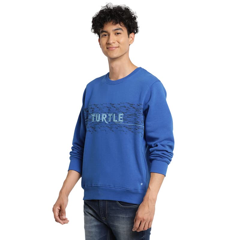 Image of Turtle Men Blue Printed Round Neck Sweatshirt