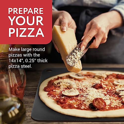 Steel Pizza Stone For Oven, Professional Pizza Stone Made From Solid Steel, 14"X14" Unbreakable Thick Steel Baking Stone For Pizza And Bread, Create A Pizzeria Style Crust At Home #TOP2
