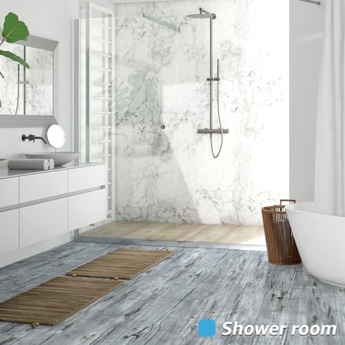 Art3d 15 Sq.ft Peel and Stick Wood-Look Vinyl Floor Tiles, 10 Pcs, Dust Grey for Bedroom, Living Room, Kitchen