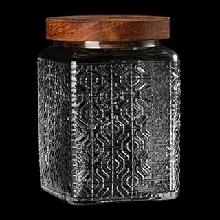 LAOJU Glass Storage Jar Storage Canister Cereal Jar with Wood Lids 750ML Airtight Kitchen Food Storage Container for Jam Cookies Candy Coffee Beans Tea Spice