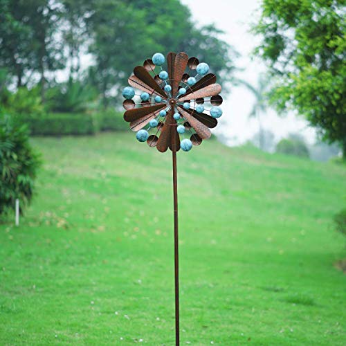 hourflik 3D Kinetic Wind Spinners with Stable Stake Metal Garden Spinner with Reflective Painting Unique Lawn Ornament Wind Mill for Outdoor Yard Lawn Garden Decorations - Thumbnail 2