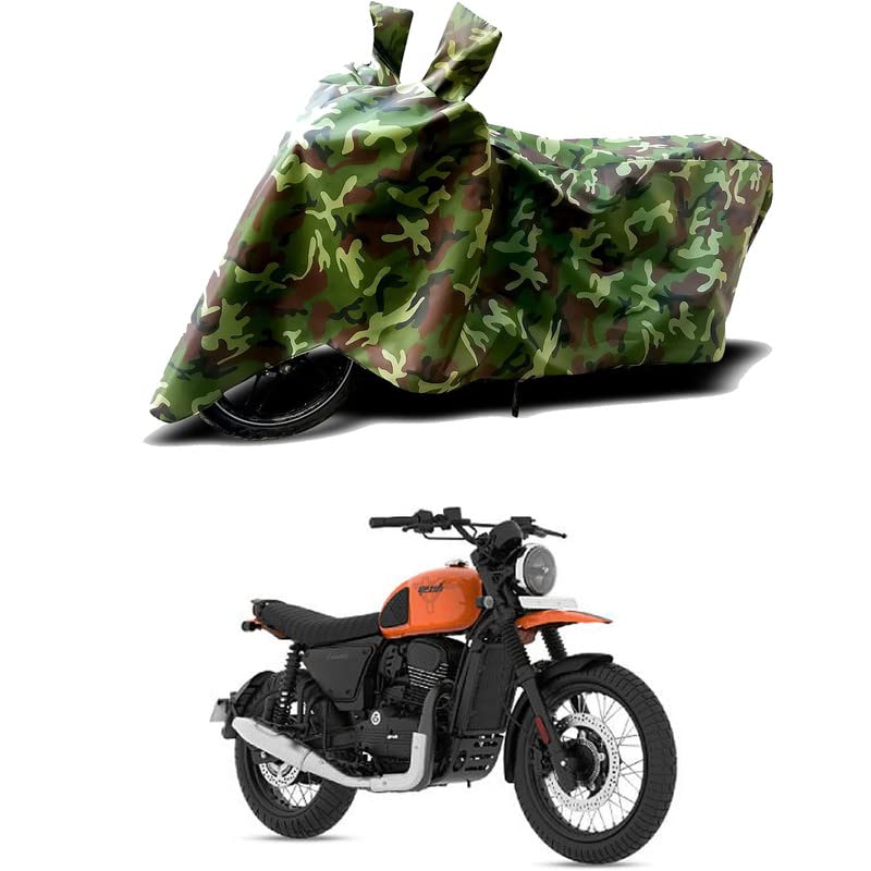 Image of 100% Water Resistant Bike Scooty Two Wheeler Body Cover Compatible for Yezdi Scrambler Dual /UV-Rays /Heat Protection /Birds Dropping /Scratchproof /Dust Proof /Waterproof /All Varient[Green MJ]