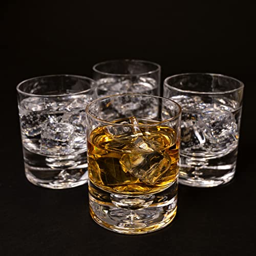 Lemonsoda Crystal Bubble Base Whiskey Glass Tumbler - Set Of 4 - Fully Sealed Heavy Bottom Bubble Base - Great For Scotch Whiskey, Old Fashion, Manhattan, Bourbon, Cocktails And More #TOP7