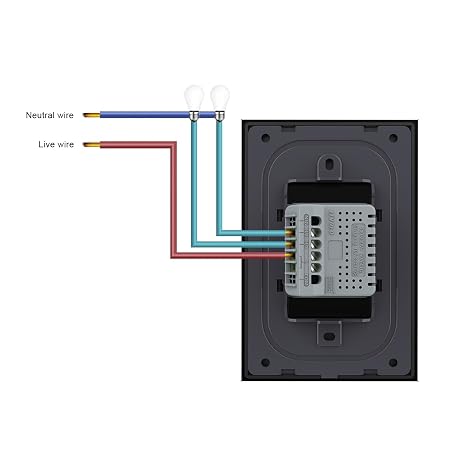 LIVOLO Modern Electrical Light Switch Tempered Glass Panel Single Pole Wall Touch Light Switch with Led Indicator,No Neutral Wire,2 Circles 1 Way (Black)