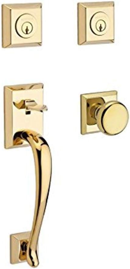 Baldwin DCNAPXROUTSR003 Reserve Double Cylinder Handleset Napa x Round with Traditional Square Rose, Lifetime Brass Finish