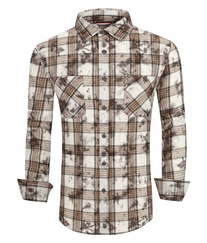 Alex Vando Mens Button Down Shirts Regular Fit Long Sleeve Casual Plaid Flannel Shirt