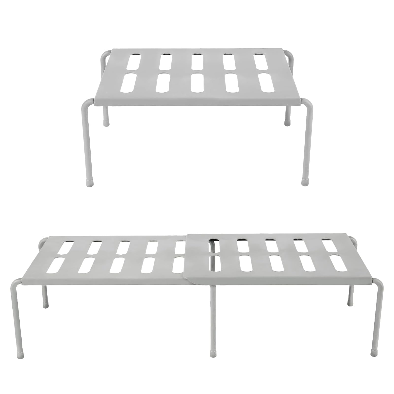 NIHUIFDPY 2Pcs Expandable Cabinet Organizer Shelf, 36-69cm Retractable Kitchen Cupboard Organizer, Plastic Countertop Finisher Spice Rack for Cabinets Countertop Cupboard Pantry Fridge Kitchen