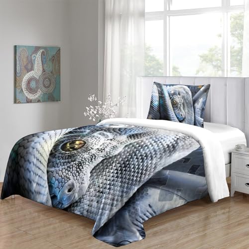 Housse de couette serpent avec impression 3D animalier en microfibre douce parure 3 pièces - 6