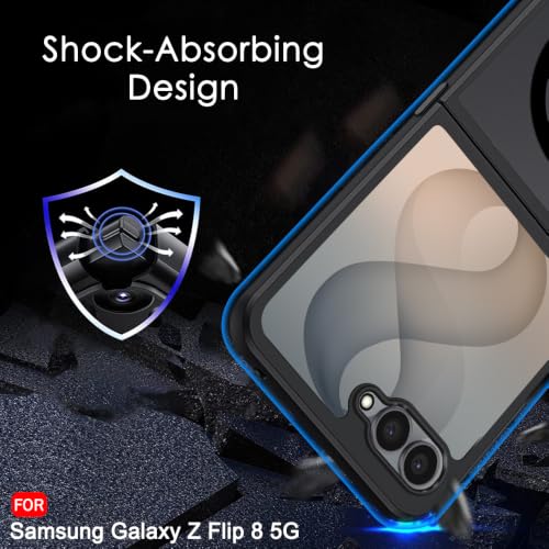 Image of TheGiftKart Hybrid Shockproof Back Cover Case for Samsung Galaxy Z Flip 8 5G Compatible with MagSafe | Hard Back Cover Case for Samsung Z Flip8 5G (PC & TPU, Translucent Smoke Matte Back, Black Sides)