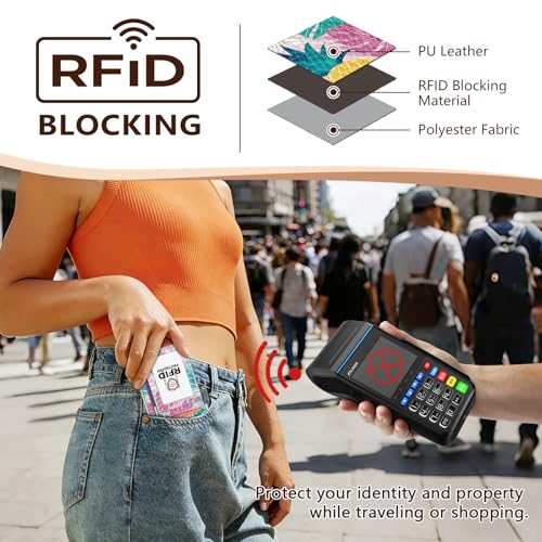 Image of GIANCOMICS Slim Wallet Credit Card Holder Women, Tropical Pineapple Rfid Blocking Small Card Case, Keychain Thin Pocket Curved Zipper Wallet, Travel Card Holder PU Leather, Ladies Female Gift