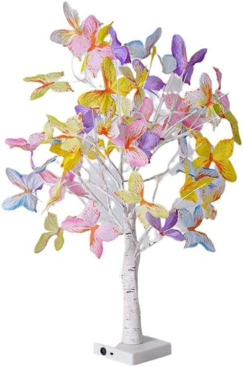 Butterfly Blossom Tree Light 24 Led Lighted Tabletop Lamp USB Powered Artificial Flower Bonsai Tree Lamp