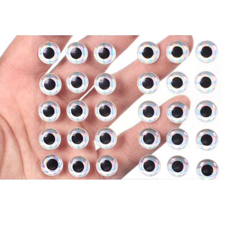 Kit de 1200 ojos de pez 3D metalizados para señuelos miniatura 3
