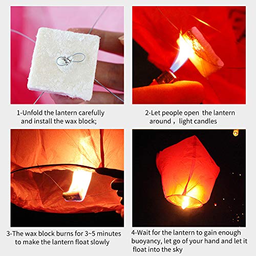 Paper Lanterns, 18pcs 100% Biodegradable Chinese Sky Lanterns, Wishing Lanterns for Weddings, Parties, New Year, Celebrations, Commemorative Ceremonies