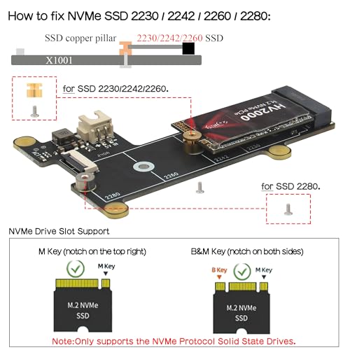 Image of Geekworm X1001 PCIe M.2 Key-M NVMe SSD PIP PCIe Peripheral Board for Raspberry Pi 5