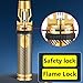 Butane Torch Lighter refillable Windproof Butane lighters with Flame Lock Long Neck Lighter for Candles BBQ Fireplaces Camping(Black2)