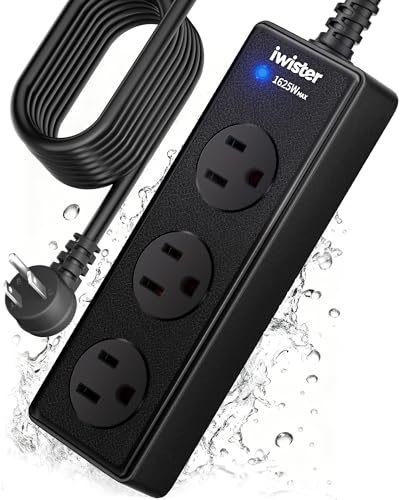 Image of Outdoor Power Strip Weatherproof, 3 AC Outlets, 1625W /13A High-Power Single-Device Use, IPX6 Waterproof Extension Cord for Backyard, Patio, Home Office, Garage, Workshop, Camping, 10FT
