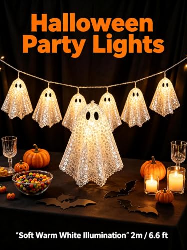 ChayWillow Halloween Ghost String Lights with Sequined Mesh - image 3