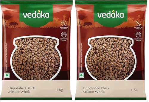 Image of Amazon Brand - Vedaka Unpolished Black Masoor Dal | Whole | 1 Kg | Premium Black Masoor Dal (Pack of 2)