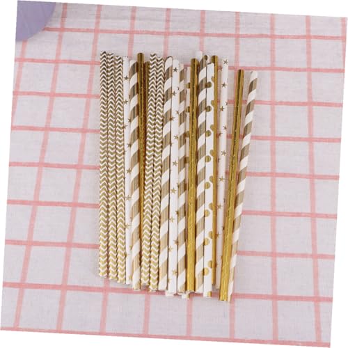 Pitillos de papel con diseño de corazones dorados biodegradables miniatura 3