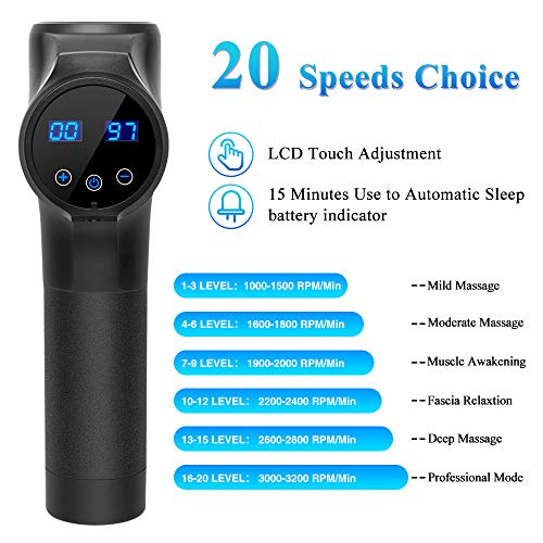 Massage Gun Muscle Deep Relaxation Handheld Massager Gun Deep Tissue Percussion Cordless Body Massage Device Upgraded 20 Adjustable Speeds 6 Massage Heads Quiet - Thumbnail 5