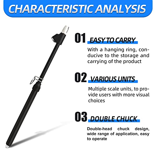Image of MEANLIN MEASURE Black Double Straight Type Tire Pressure Gauge,Dual Head Air Pressure Gauge 5Pcs,Pressure Range 10-150 Psi(Suitable for Trucks, etc.