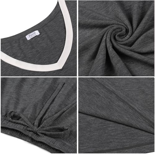 Image of Joyaria Cooling Pajamas Bamboo Viscose Women Short Sleeve V Neck PJ Shorts Set