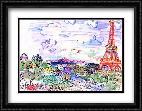 Tour Eiffel 1935 2X Matted 36x28 Large Black Ornate Framed Art Print by Raoul Dufy