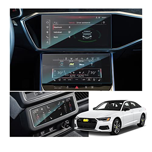 SKTU Screen Protector compatible with Audi A6 / A7 2019-2023 2024 MMI + Front/Rear AC protective film Tempered Glass Scratch Resistant