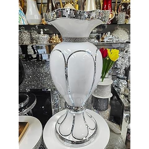 Biznest Crushed Diamond Silver Floor Vase Cover