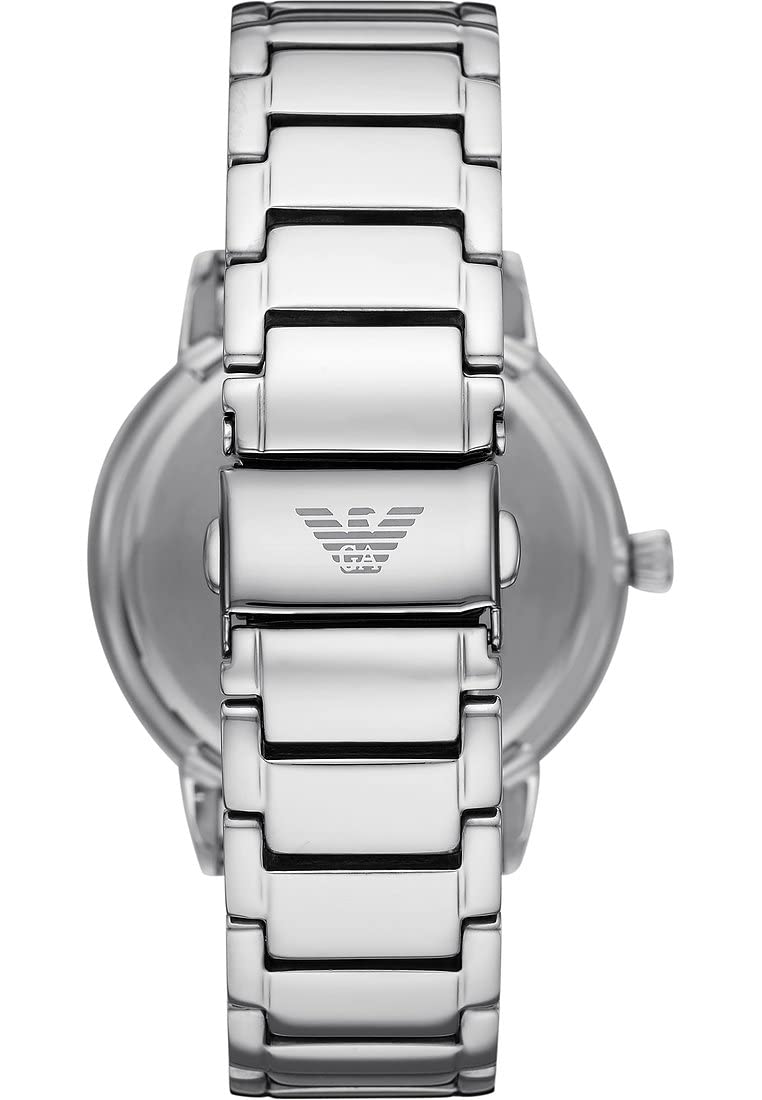 Emporio Armani Relojes para Hombre, Movimiento de Cuarzo de Tres Agujas con Fecha y Caja de 43mm con Correa de Acero Inoxidable