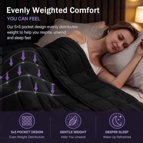 Image of Weighted Blanket for Adults 20lbs, 78 inchx86 inch, King Size Cooling Heavy Throw Blanket for 180-220lbs, Microfiber Soft Thick Big Blankets Weighted Comforter Breathable Gift for Sleeping, Black