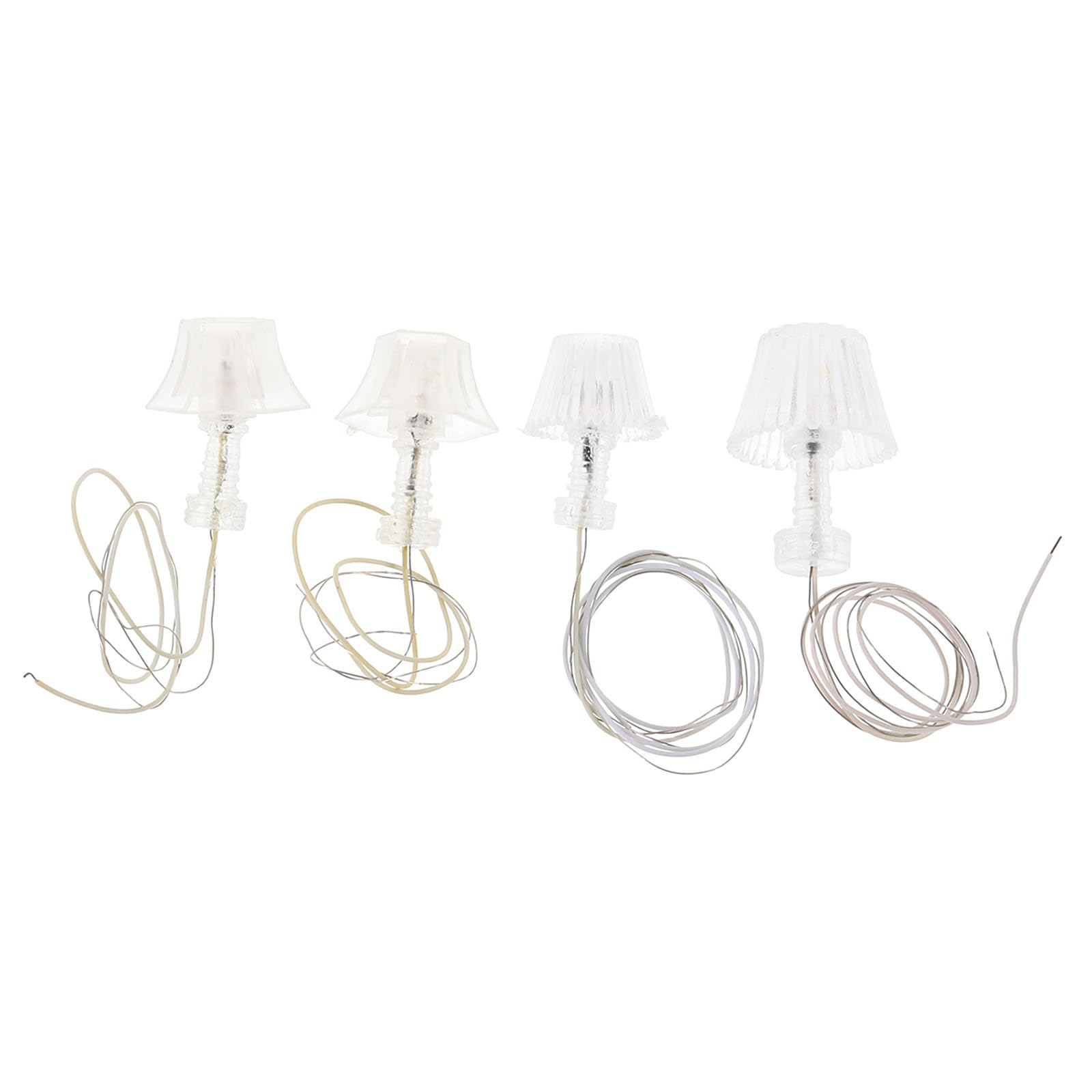 NUOBESTY Miniature Dollhouse Table Lamp Set 4Pcs with Wiring Small Glowing Lights for Diy Craft Projects and Dollhouse Decoration