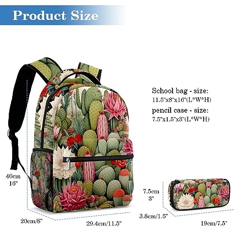 Ensemble sac à dos cactus coloré et trousse à crayons pour ados - 2