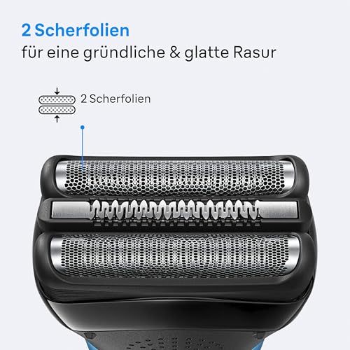 Braun Series 3 Rasierer Herren Elektrisch, Elektrorasierer mit 3 Flexible Klingen, Rasierapparat, Barttrimmer Aufsatz, +5 Kammaufsätze, Nass- & Trockenrasierer für Männer, 310BT, Blau 3