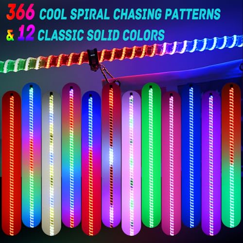 Image of Nilight LED Whip Light 2 PCS 3FT COB RGB Lighted Antenna Whips with Spring Base Remote & App Control DIY Patterns Turn Brake Reverse Lights for Can-am Offroad ATV UTV RZR Polaris Dune Buggy Truck
