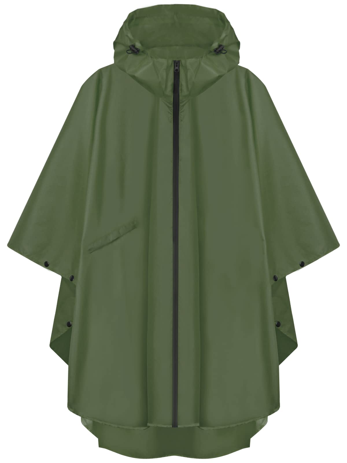 PTEROMY Hooded Rain Poncho for Adult with Pocket and Zipper, Waterproof Lightweight Raincoat for Men and Women