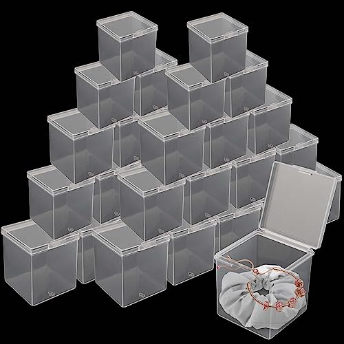 Image of JAPCHET 72 Pieces Plastic Bead Storage Containers, Clear Small Bead Organizers with Lid, Clear Square Display Boxes for Beads, Buttons and Candies, 2.2 x 2.2 x 2.3 In