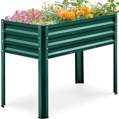 KING BIRD Raised Garden Bed with Legs Galvanized Elevated Planter