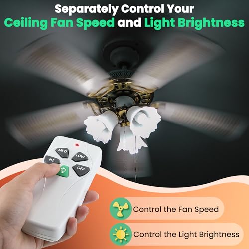 Universal Ceiling Fan Remote Control Kit for Harbor Breeze, Hampton Bay, and Hunter - 3 Speed with Battery and Wall Mount