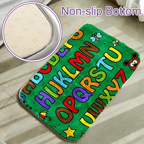 Tapis fausse fourrure vert grand confort avec alphabet imprimé poil long - 6