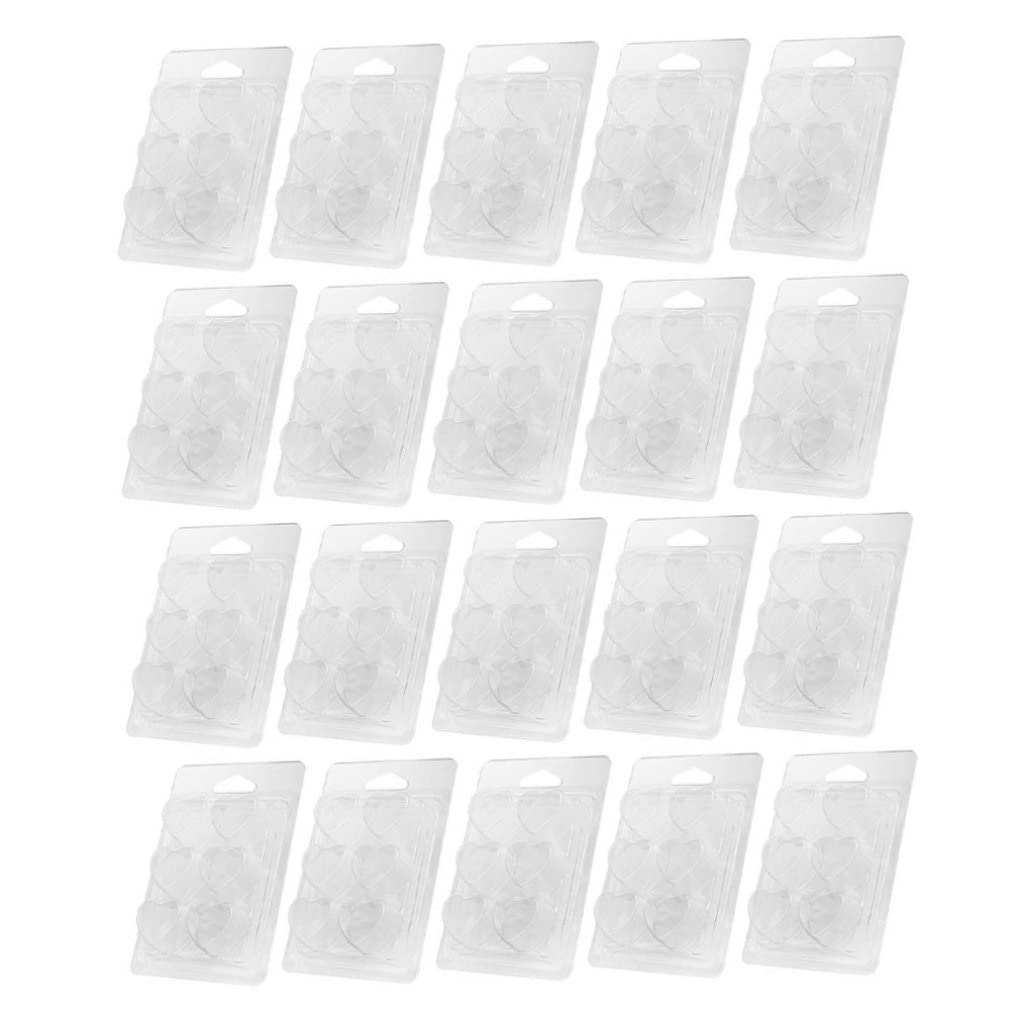 Tsawntd Wax Melt Molds Silicone Wax Moulds Plastic Clamshell Mould Soap Melts Boxes for DIY Art Crafts 20PCS Heart Shape Plastic Clamshell Mould Chocolate Soap Melts Boxes