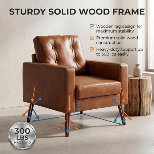 Sillón Plegable Cuero Sintético Marrón Claro miniatura 7