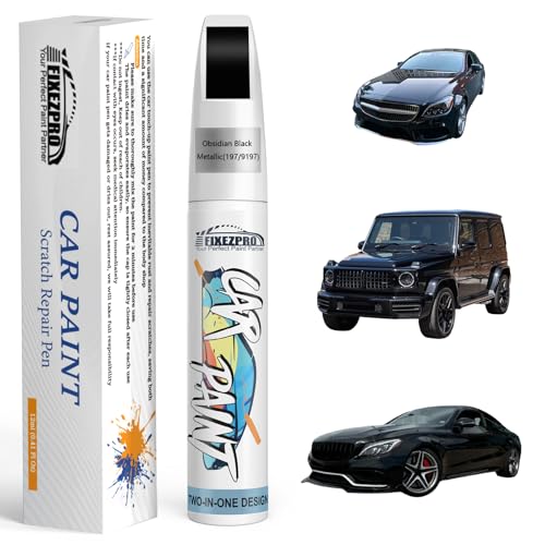 Image of 197 /9197 Obsidian Black Metallic Car Touch Up Paint for Mercedes-Benz, Color Match Auto Paint Repair Pen,Professional Car Scratch Repair Remover Pen Quick & Easy to Use