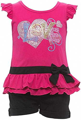 Image of ToBeInStyle Girl's Two Piece Summer Set Cute Tee Top and Matching Shorts Adorable Outfit