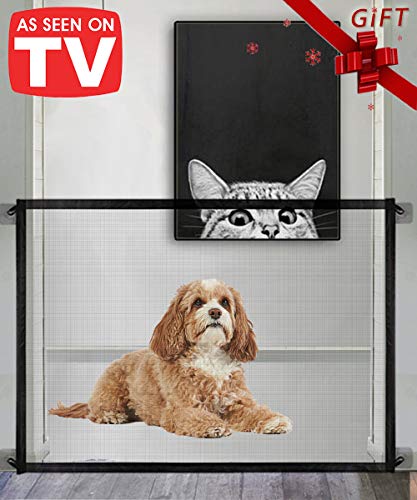 Queenii Magic Gate for Dogs Mesh Pet Safety Gate, Portable Folding Safe Guard