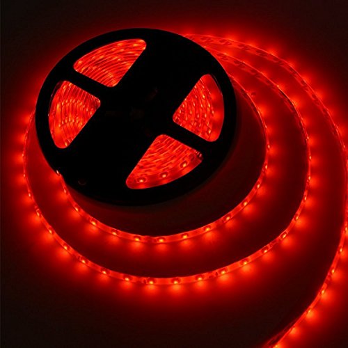 5M Bandes LED Flexibles 12V, Ruban LED,Rouge, 300 unités 5050 SMD LEDs, Imperméable IP65, décoration luminaire d'intérieur, moderne pour la fête Noël/ Sapin [Classe énergétique A+]