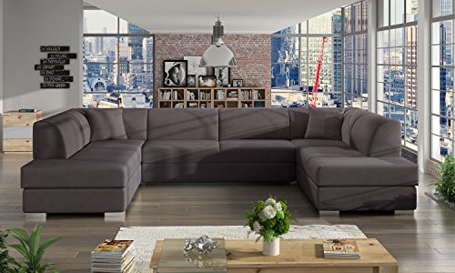 ECKSOFA mit Schlaffunktion Schlafsofa Wohnlandschaft Eckcouch Daron U XXL U-Form grau gelb lila schwarz blau 04 (Casablanca 2306) Cover