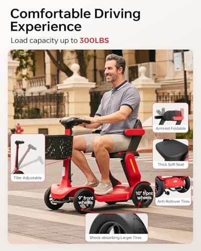 Image of Paiseec Mobility Scooter S3 Pro 40 Miles, Airline Approved Mobility Scooter for Seniors, Intelligent Speed Control Foldable Mobility Scooters, 250W Powered All Terrain Mobility Scooters for Adults