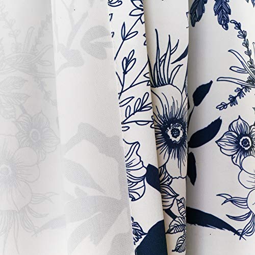 Lush Decor, Navy Botanical Garden Curtains Floral Bird Print Room Darkening Window Panel Drapes Set for Living Dining - Image 4