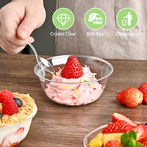 Kucoele KU145-10OZPLASTICBOWLS-60 Mini Clear Plastic Bowls, 60 Pack 10 Oz Disposable Fruit Bowls Dessert Bowls Party Serving Bowls thumb #4